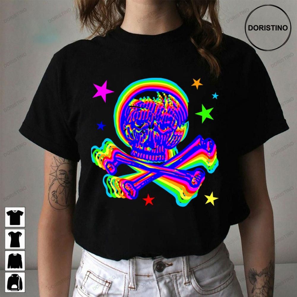 Indigo Rainbow Jolly Roger Skull And Bones Awesome Shirts